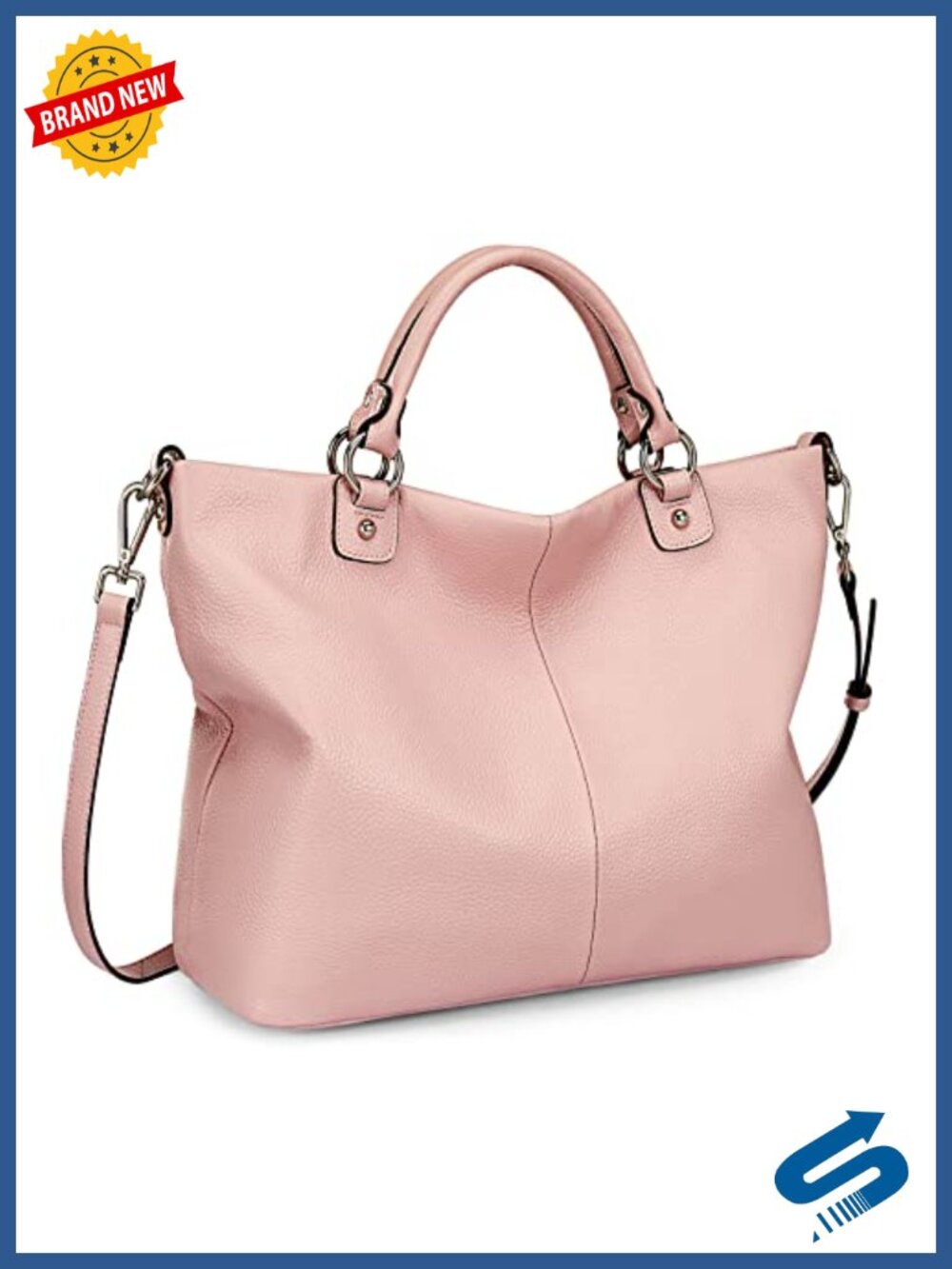 Genuine Leather Top Handle Tote Satchel for Women with Adjustable Strap